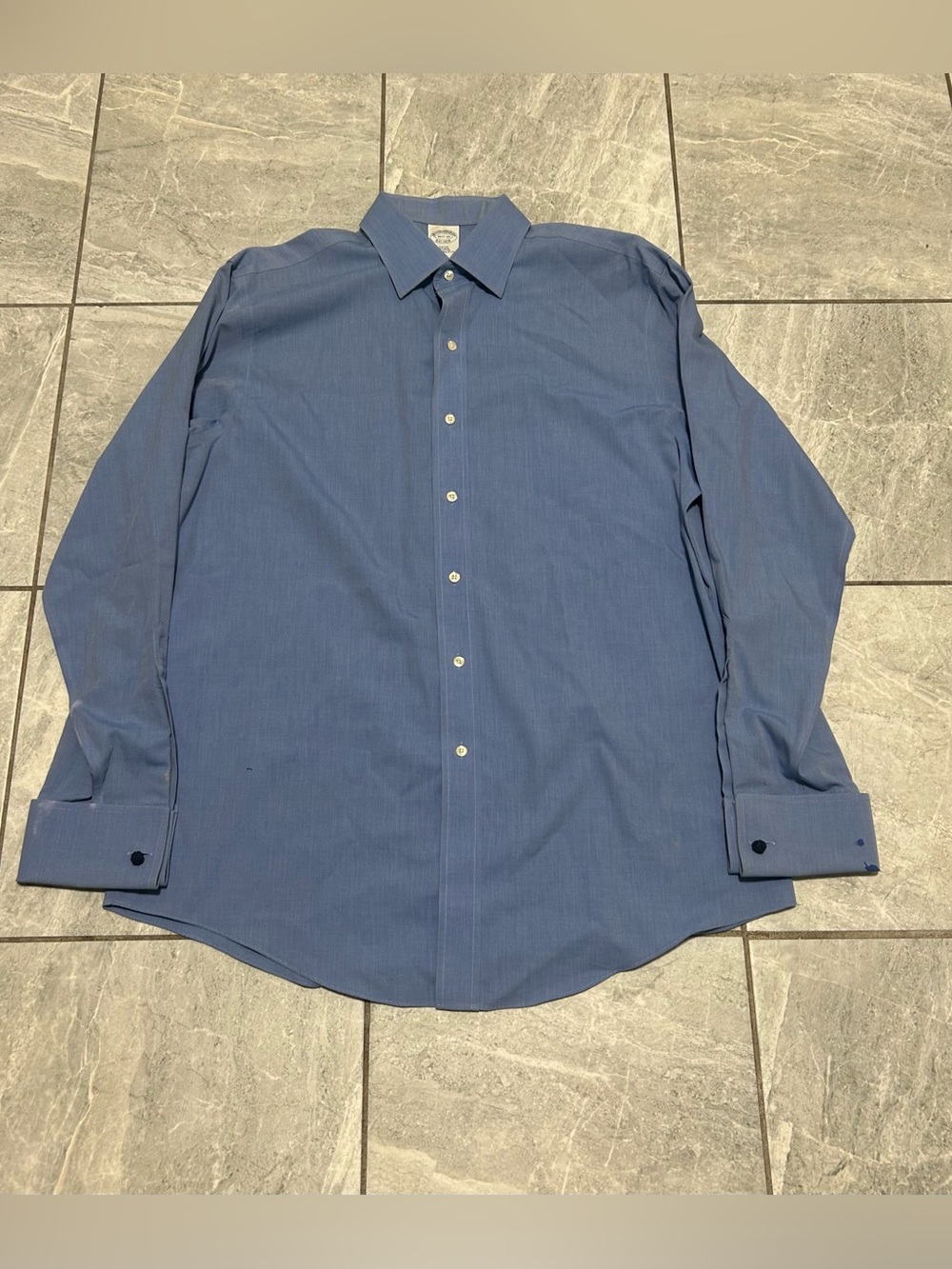 Brooks Brothers 1818 Blue French Cuff Dress Shirt Mens 16.5-35 Slim Fit
